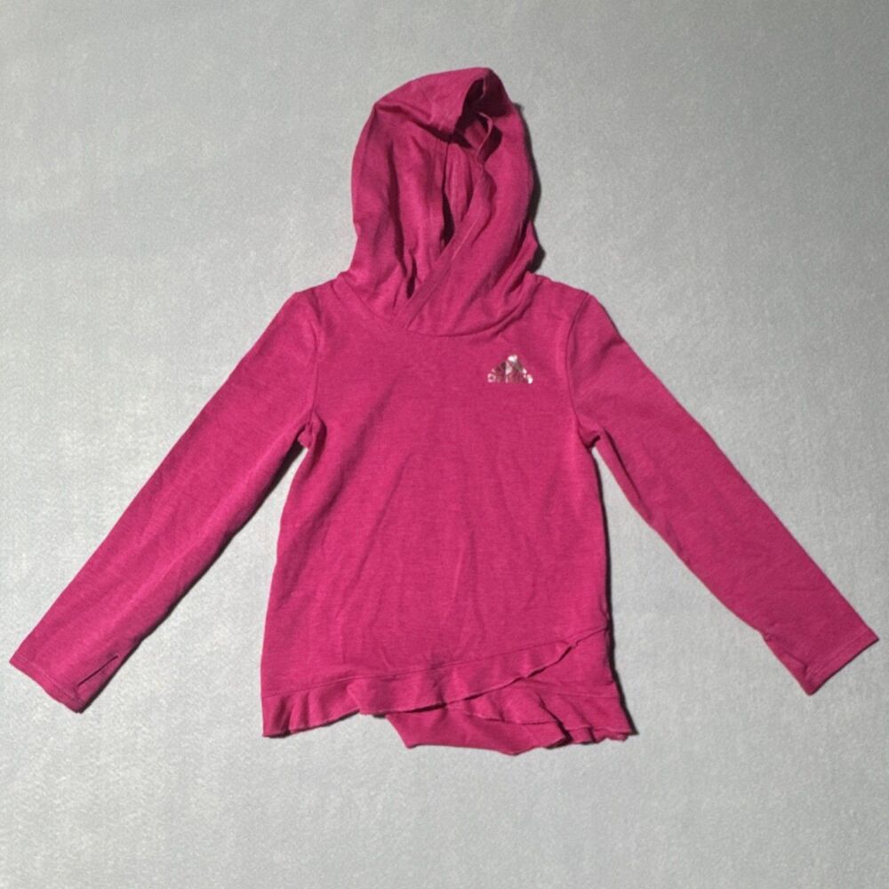 adidas Girls Pink Climalite Pullover Hoodie Long Sleeve Size 5